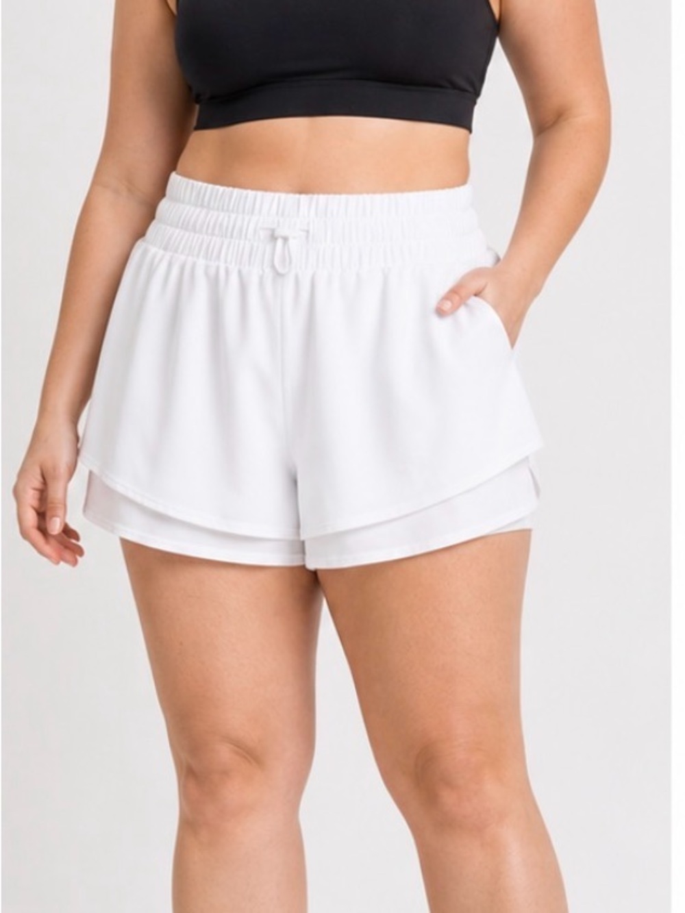 JoyLab White Layered Athletic Shorts with Drawstring Waist